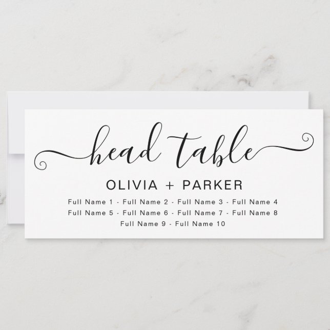 Wedding Head Table Seating Card – Modern Script Inbjudningar (Framsida)
