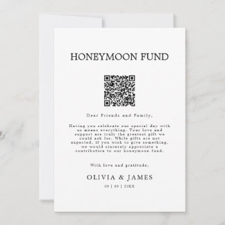 Wedding Honeymoon Honeymoon Fund QR Code Sign,  Inbjudningar