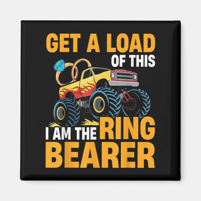 Wedding Iam The Ring Bearer Funny Monster Truck Bo Magnet (Framsidan)