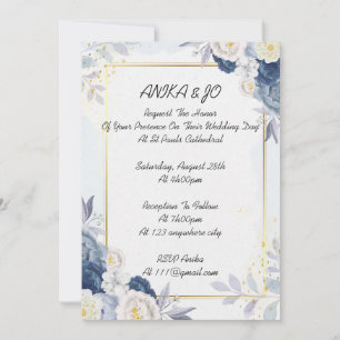 WEDDING-INBJUDAN, BLOMMIGT BRÖLLOP INBJUDNINGAR