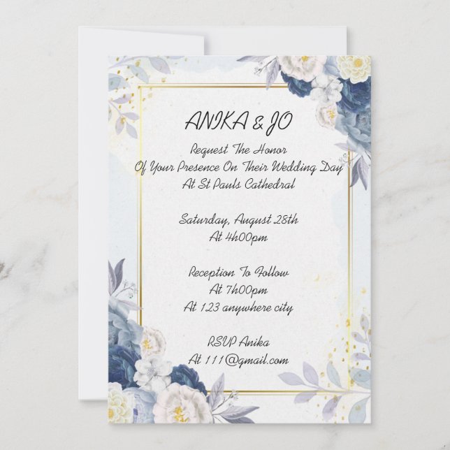 WEDDING-INBJUDAN, BLOMMIGT BRÖLLOP INBJUDNINGAR (Framsida)