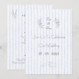 Wedding Invitation (12,7 x 17,8 cm) - Blue Stripes Inbjudningar