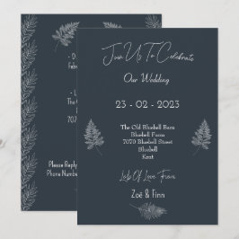 Wedding Invitation (12,7x17,8cm) - Blue And White Inbjudningar