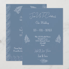 Wedding Invitation (12,7x17,8cm) - Blue And White Inbjudningar