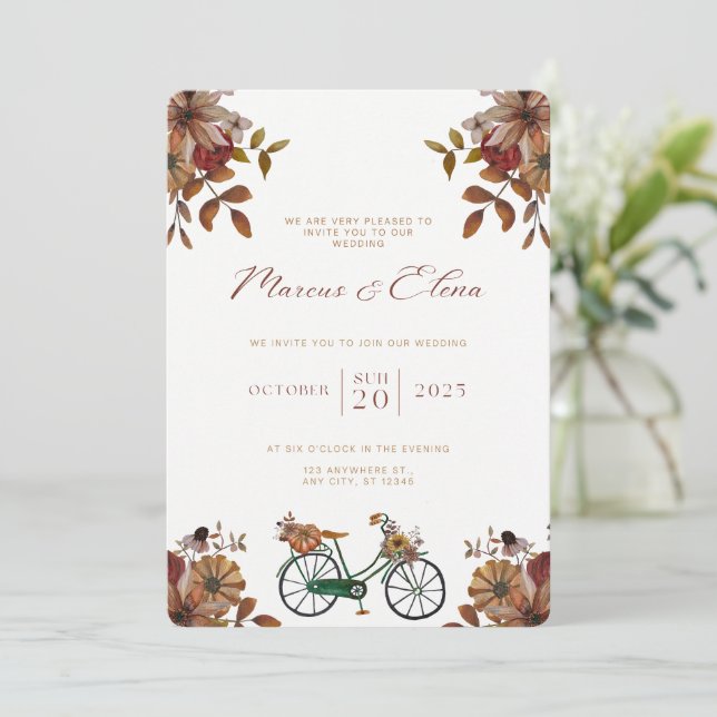 Wedding Invitation Beige Neutral Elegant Style Inbjudningar (Stående Fram)