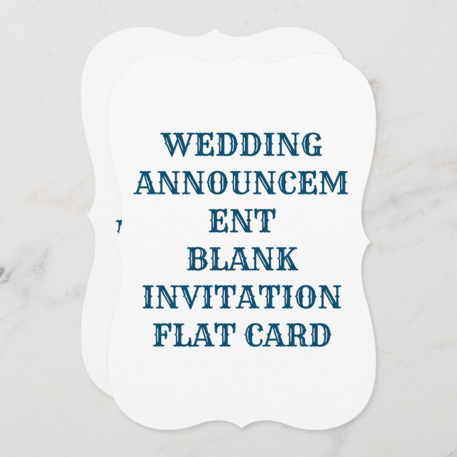 WEDDING-INVITATION BLANK FLAT-KORT INBJUDNINGAR (Fram/baksida)