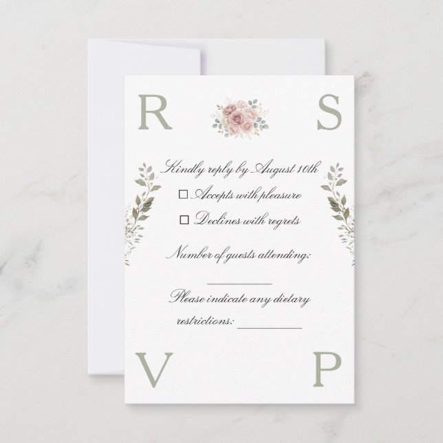 Wedding invitation card decorated with flowers OSA kort (Framsida)