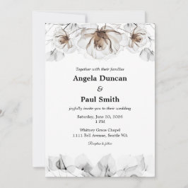 Wedding Invitation Card Soft Rose, Leaf Leaves Inbjudningar