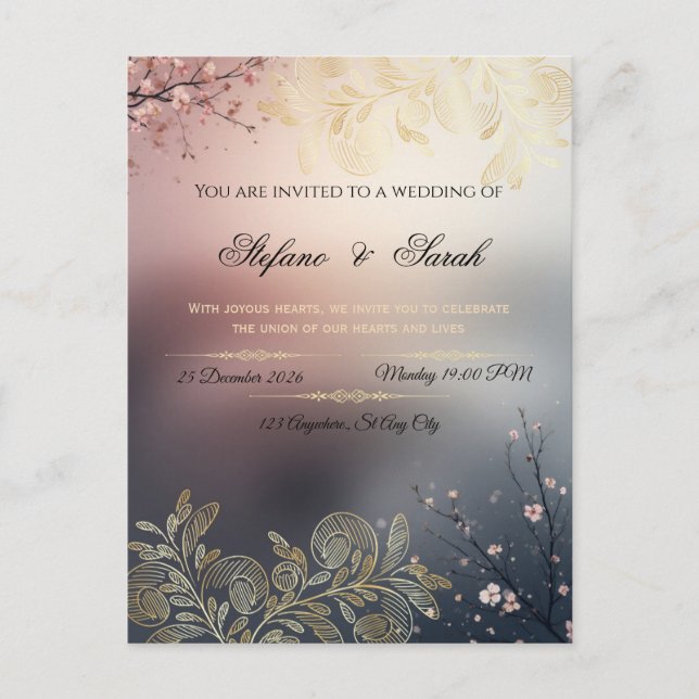Wedding invitation card  vykort (Framsida)
