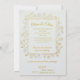 Wedding Invitation - Classic Gold & Olive Branch  Inbjudningar