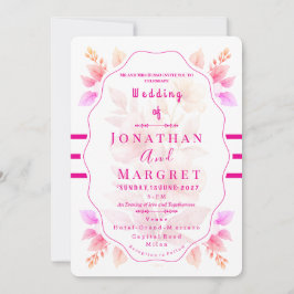 Wedding Invitation Classic Pink Floral Aesthetic Inbjudningar