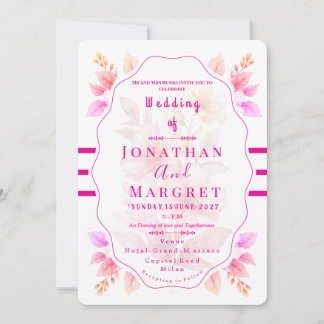 Wedding Invitation Classic Pink Floral Aesthetic Inbjudningar