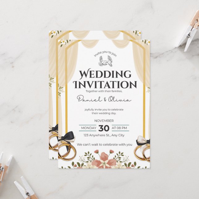 Wedding Invitation Clean White Modern Style Inbjudningar (Fram/Back In Situ)