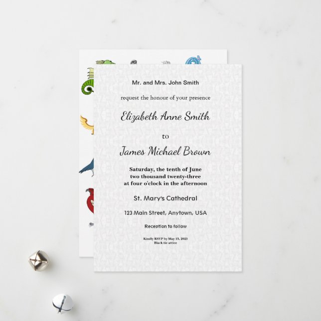 Wedding Invitation Elegant Classic Script Card Julkort (Fram/Back In Situ)