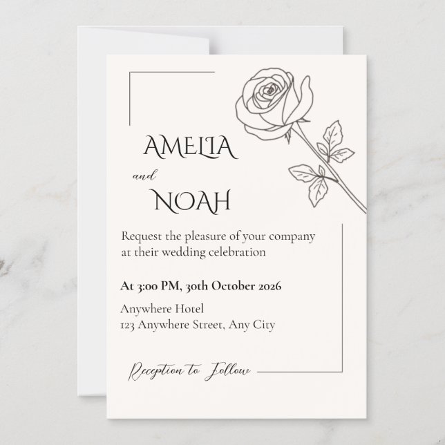 Wedding Invitation | Elegant Typographic Design Magnetisk Inbjudningskort (Framsida)