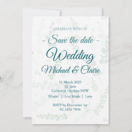 Wedding Invitation Eucalyptus Floral with RSVP Inbjudningar