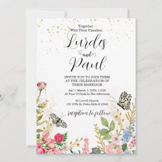  Wedding invitation Floral Butterfly Inbjudningar