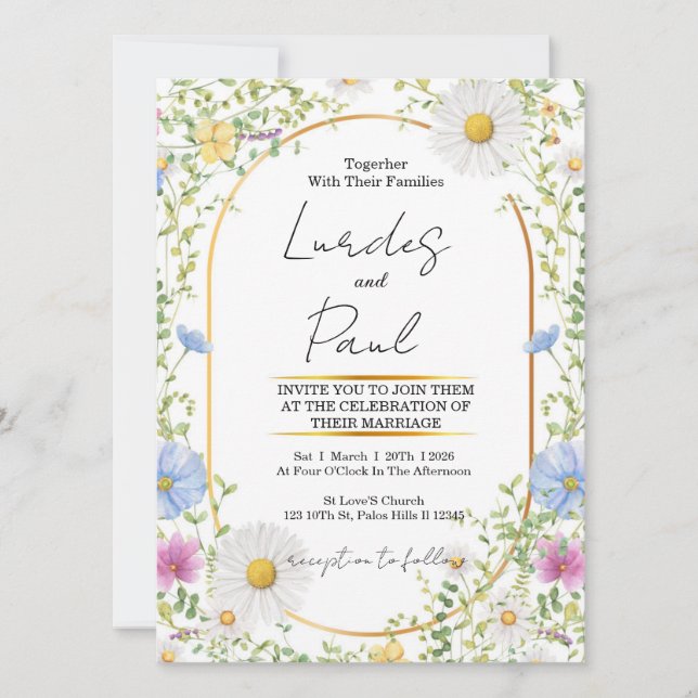  Wedding invitation Floral Daisy Inbjudningar (Framsida)
