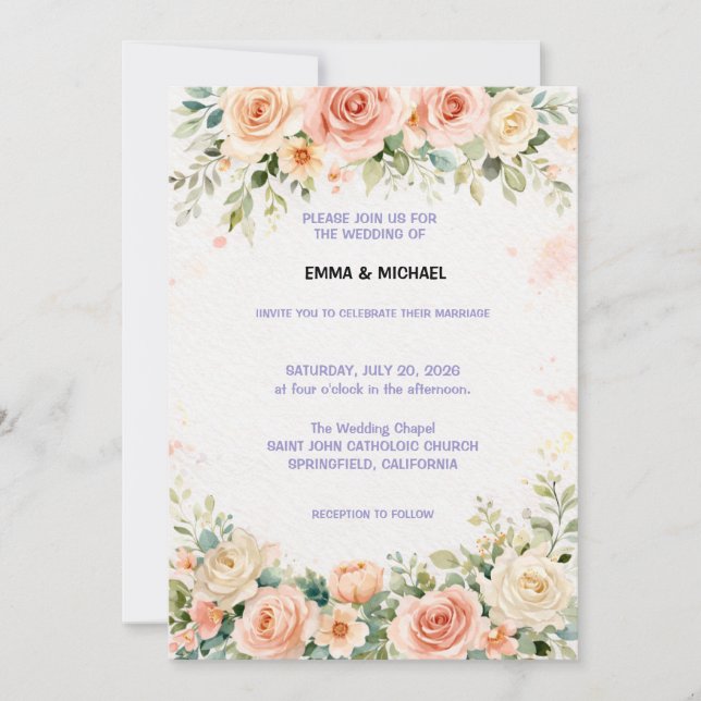 Wedding Invitation Floral Inbjudningar (Framsida)