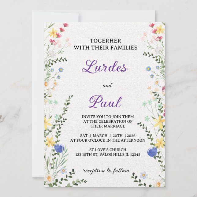  Wedding invitation Floral Romanctic Inbjudningar (Framsida)
