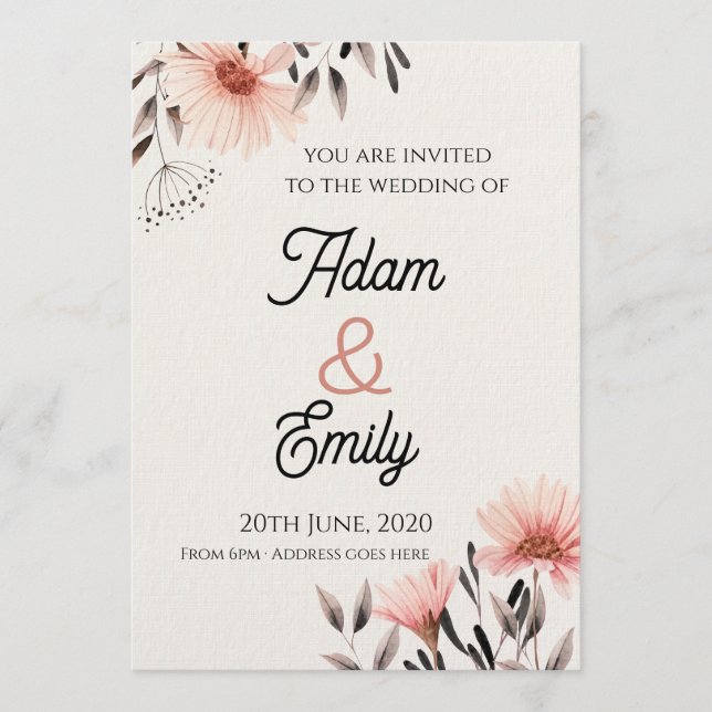 Wedding Invitation Flower Inbjudningar (Framsida)