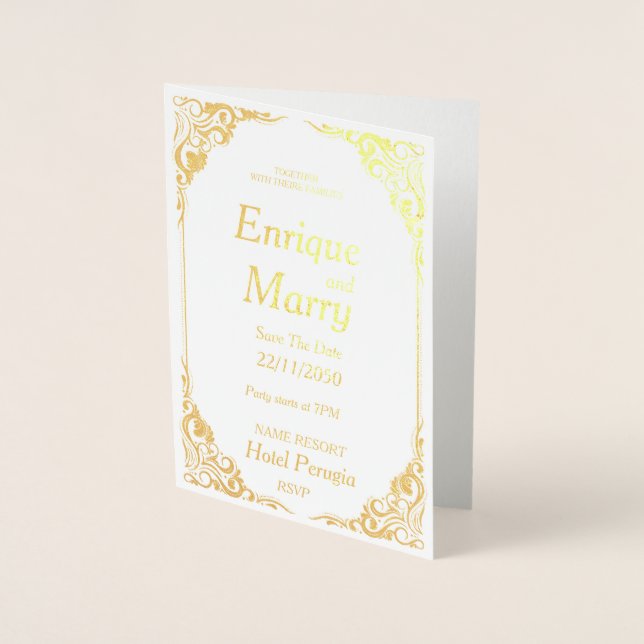 WEDDING Invitation Folierat Kort (Framsida)