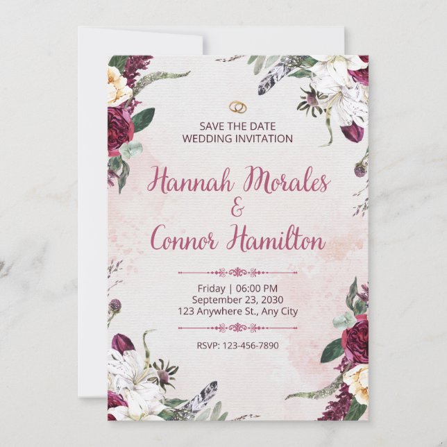 Wedding Invitation Minimal Elegant White Design Inbjudningar (Framsida)
