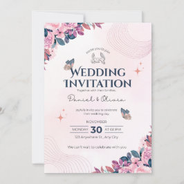 Wedding Invitation Modern Typography Minimal Inbjudningar