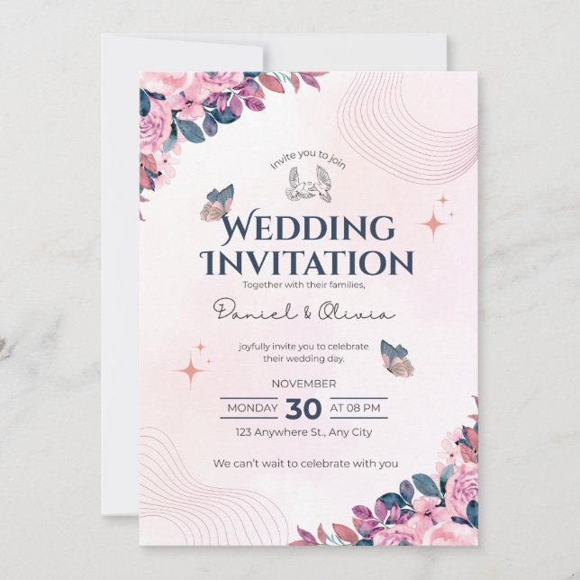 Wedding Invitation Modern Typography Minimal Inbjudningar (Framsida)