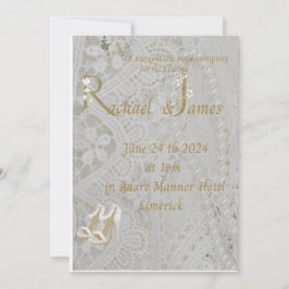  wedding invitation , old lace design . spara datumet
