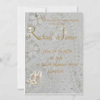  wedding invitation , old lace design . spara datumet