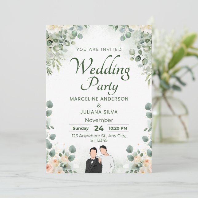 Wedding Invitation Romantic Soft Beige Design Inbjudningar (Stående Fram)