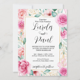  Wedding invitation Roses Pink Inbjudningar