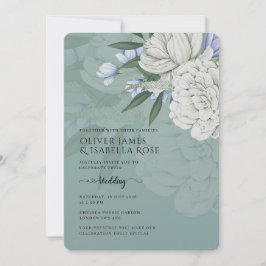 Wedding Invitation | Sage Green & White Peonies Inbjudningar