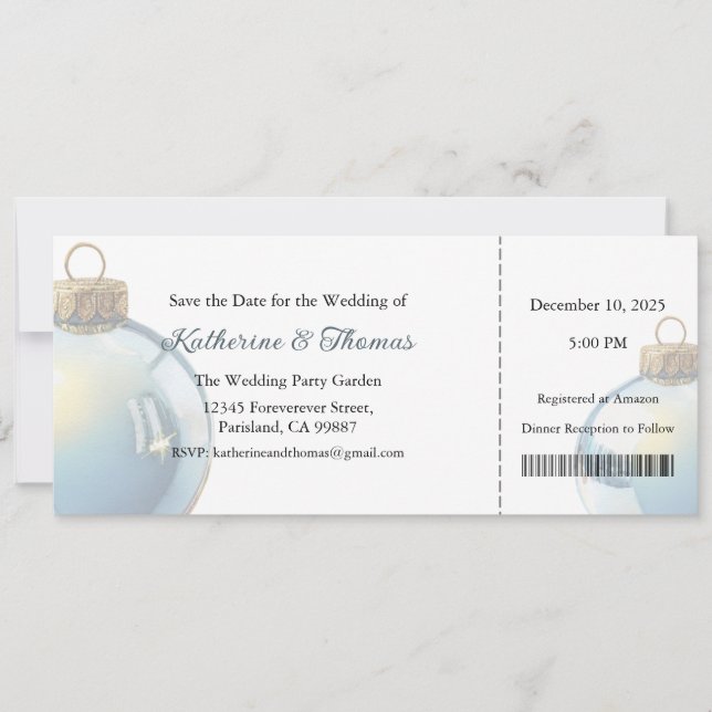 Wedding Invitation, Wedding Stationary, Christmas Inbjudningar (Framsida)