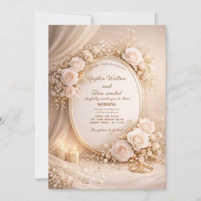 Wedding invitation with white flowers inbjudningar (Framsida)