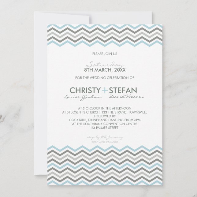 WEDDING INVITATIONS :: CHevron1 5x7 3 Inbjudningar (Baksida)
