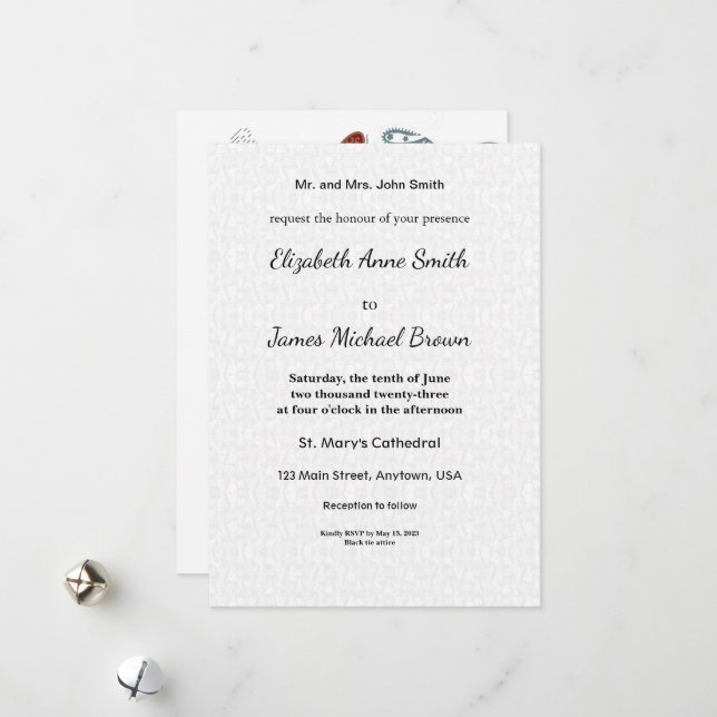Wedding Invitations | Elegant Floral Dragon Design Julkort (Fram/Back In Situ)