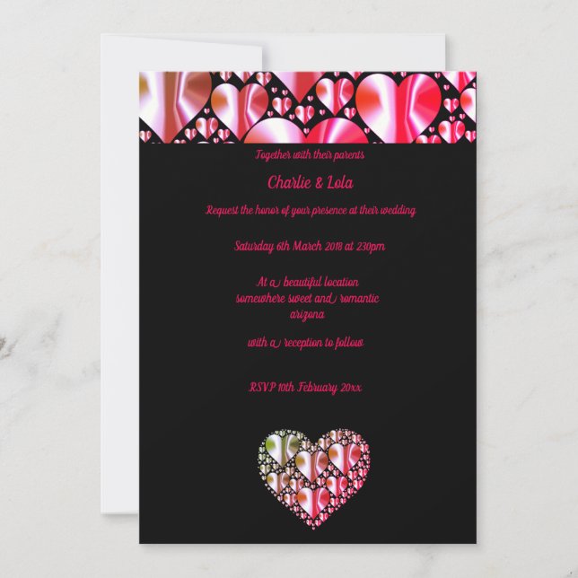 WEDDING INVITATIONS FÖR elegant HEART FÄRGAD Inbjudningar (Framsida)