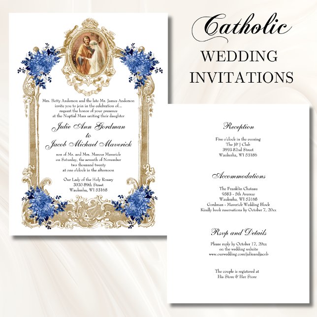 WEDDING INVITATIONS FÖR vintage BLUE BLOMMIGT Inbjudningar (Skapare uppladdad)