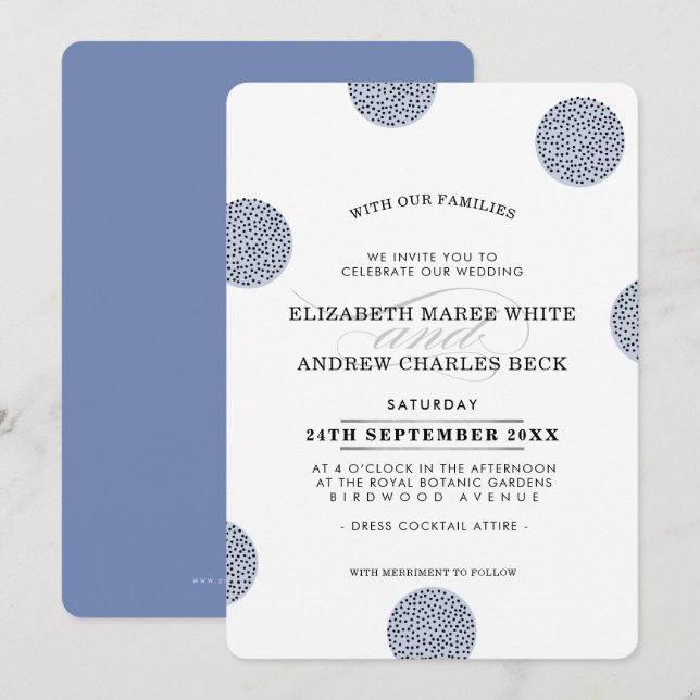 WEDDING INVITE chic minimalist stor mini-punkt Inbjudningar (Fram/baksida)