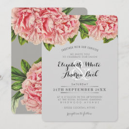 WEDDING INVITE chic  rosa blommigt peony-blomma Inbjudningar