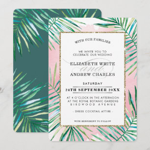 WEDDING INVITE chic tropical strand handflatan löv Inbjudningar
