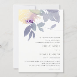 WEDDING INVITE FÖR BLOMMIGT AV gult LILAC WATERCOL Tack Kort