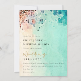WEDDING-INVITE FÖR TEAL BEACH SAND STEN TACK KORT