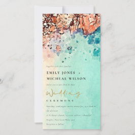 WEDDING-INVITE FÖR TEAL BEACH SAND STEN TACK KORT