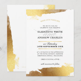 WEDDING INVITE modern luxe guld gold kant Inbjudningar