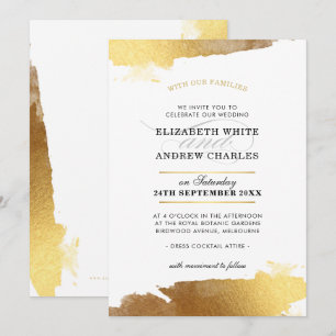 WEDDING INVITE modern luxe guld gold kant Inbjudningar