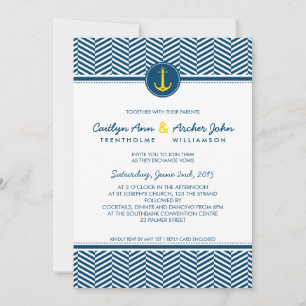 WEDDING INVITE nautical anchor-gult Inbjudningar