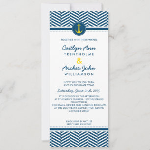 WEDDING INVITE nautical anchor-gult Inbjudningar